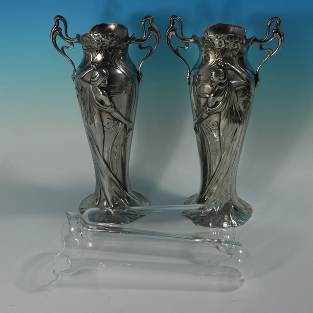 Pair of Art Nouveau WMF Maiden Vases For Sale - Image 11 of 12