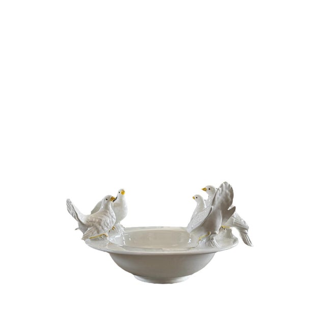 1980s Vintage Italian Majolica Bird Bath For Sale - Image 5 of 8