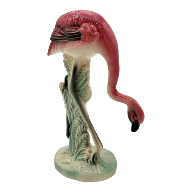 Mid-Century California Pottery Ceramic Searching Pink Flamingo Figurine For Sale