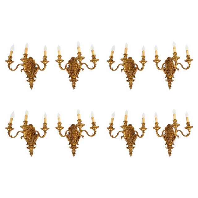 Antique French Gilt Bronze Ormolu Wall Lights, 1890s, Set of 8 For Sale - Image 15 of 15