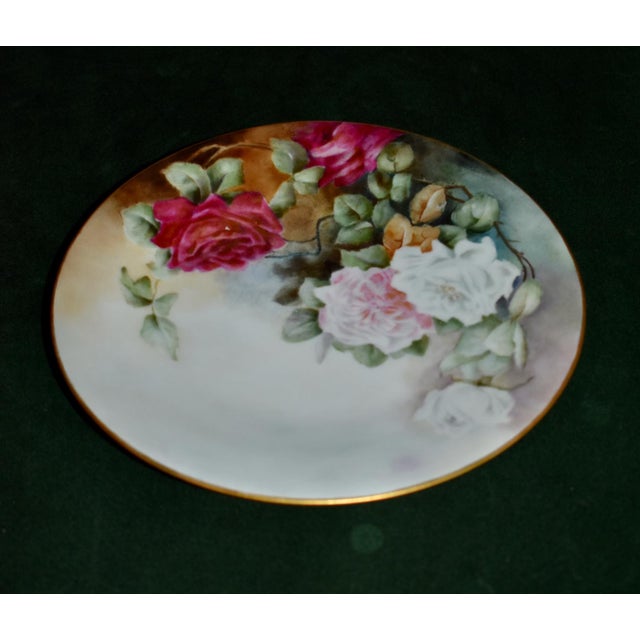 Late 19th Century Antique Jean Pouyat Limoges France Hand Painted Rose Porcelain Cabinet Plate For Sale - Image 5 of 13