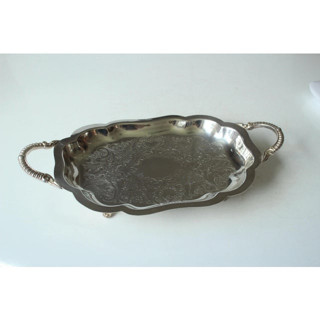 1950s Vintage - English Lancaster Silver on Copper Footed Serving Tray For Sale - Image 10 of 11