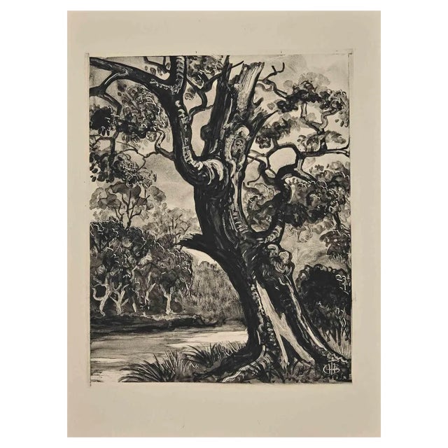 Georges-Henri Tribout, The Tree, Original Etching, Mid-20th-Century For Sale