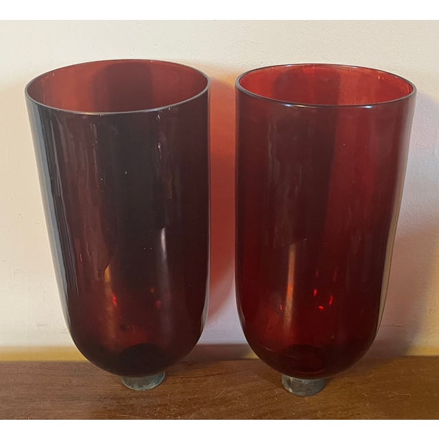 Glass Antique 19th Century American Classical Blown Amethyst Glass Hurricane Wall Sconce Shades - A Pair For Sale - Image 7 of 13