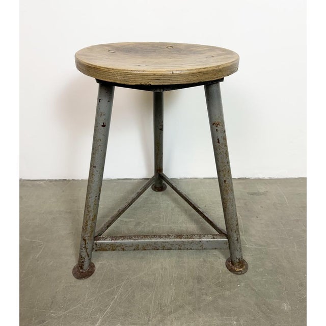 Industrial Grey Workshop Stool, 1960s For Sale - Image 17 of 18