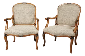 Pair of Mid 20th Century Art Deco Two Tone Hardwood Fauteuils