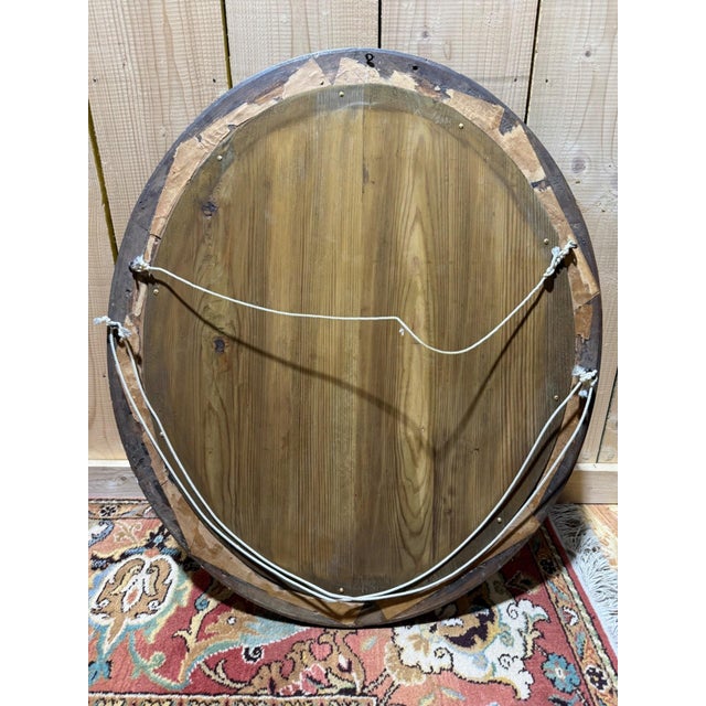 Napoleon III Oval Mirror Gilded with Gold Leaf Wood and Stucco For Sale - Image 4 of 5