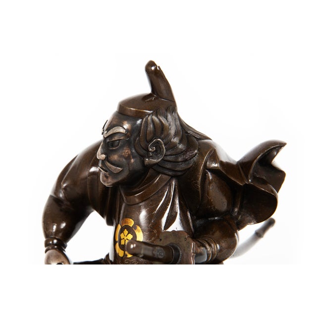 19th Century Antique Japanese Meiji Period Bronze Sculpture Okimono of Samurai Warrior For Sale - Image 5 of 18