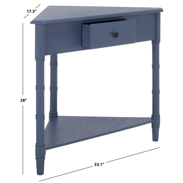 Contemporary Gomez 1 Drawer 1 Shelf Corner Table in Blue For Sale - Image 3 of 9