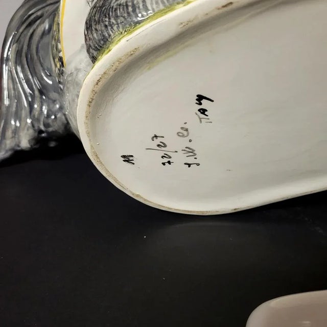 Large Vintage Italian Majolica Hen Chicken Rooster Tureen Centerpiece For Sale - Image 11 of 11