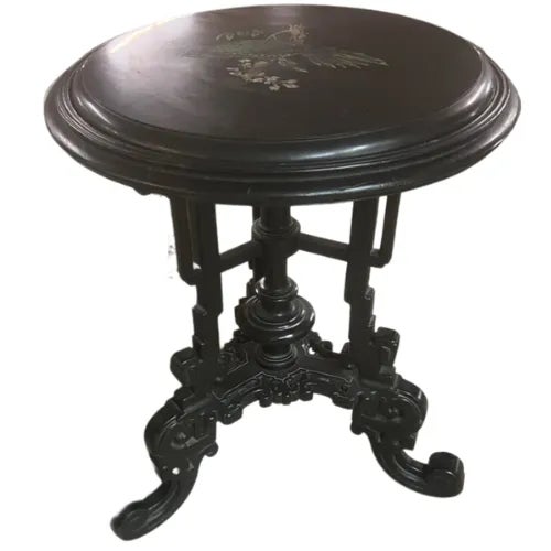 Elevate your home decor with our exquisite Black Stained Round Side/Entry Table with a captivating Stone Center. What...