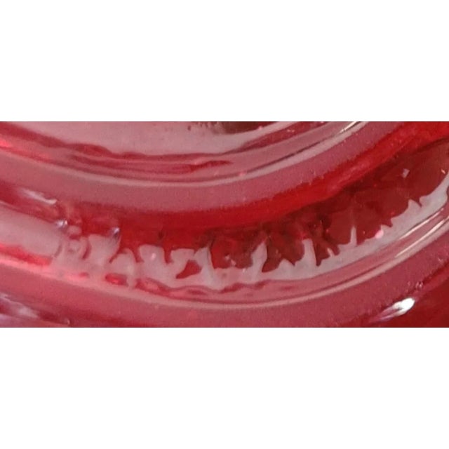 Glass 19thc French Antique Napoleon III Ruby Red Crystal Electrified Hanging Lantern Depicting Birds Signed by Baccarat For Sale - Image 7 of 12