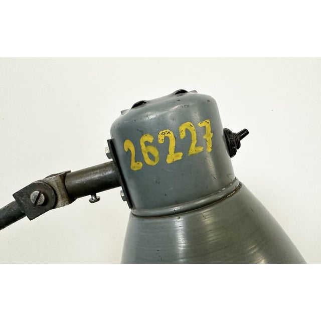 Large Industrial Grey Workshop Table Lamp, 1960s For Sale - Image 14 of 18