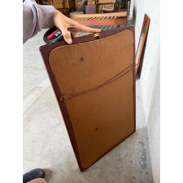 Vintage Danish Modern Teak Wall Mirror Mid Century Scandinavian Entryway Mirror For Sale - Image 10 of 10