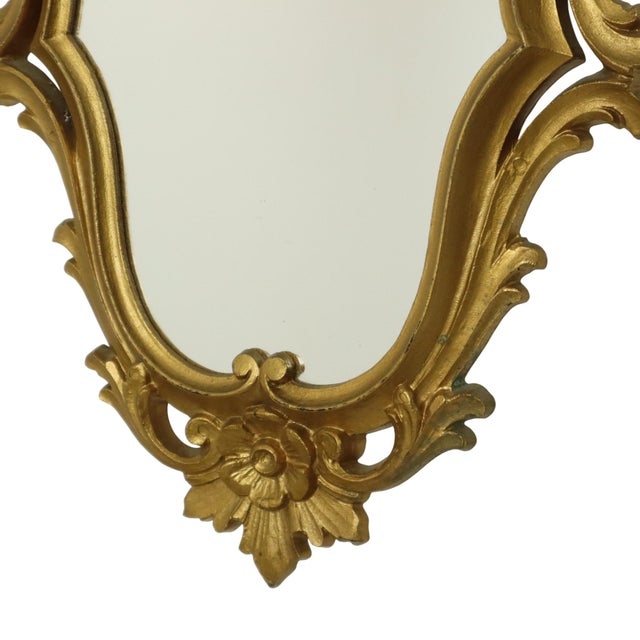 1970s Italian Classical Crested Mirror Gold Baroque Rococo 57cm For Sale - Image 10 of 14