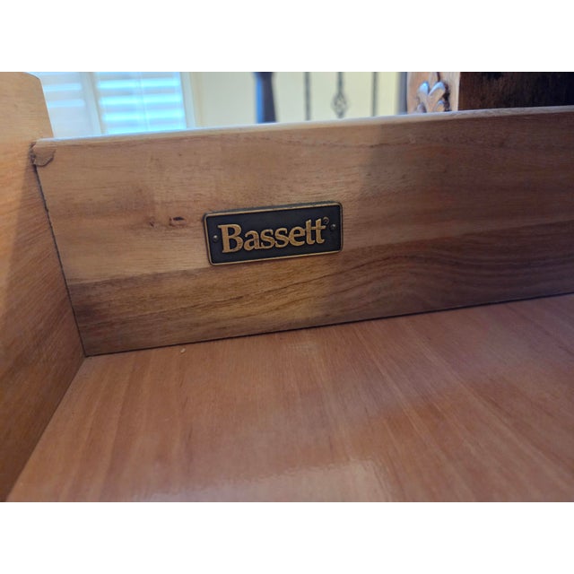 Wood Bassett Country French Console Table Vintage Provincial Wood Sofa Server 2 Drawer For Sale - Image 7 of 12