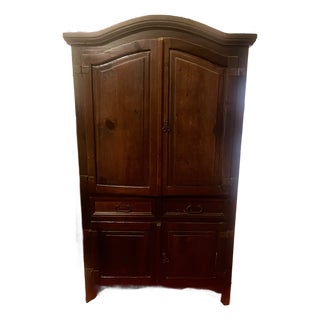 Mexican Hacienda-Style Pine Armoire With Iron Hardware For Sale