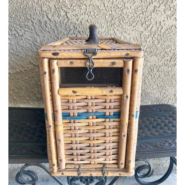 Farmhouse Mid 20th-Century Bamboo & Rattan Carrier Basket For Sale - Image 3 of 13