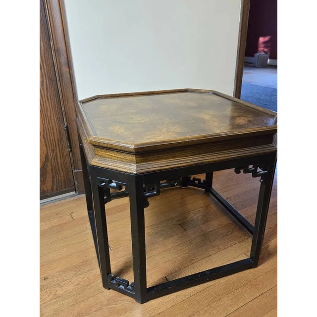 Wood 1960s Michael Taylor for Baker Far East Octagonal Burlwood Side Table For Sale - Image 7 of 17