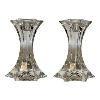 Vintage Crystal Star Candlesticks- a Pair For Sale