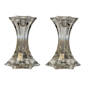 Vintage Crystal Star Candlesticks- a Pair