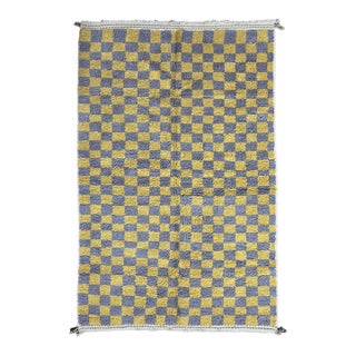 Checkered Moroccan Wool Rug - 9.7 X 6.5 Ft For Sale