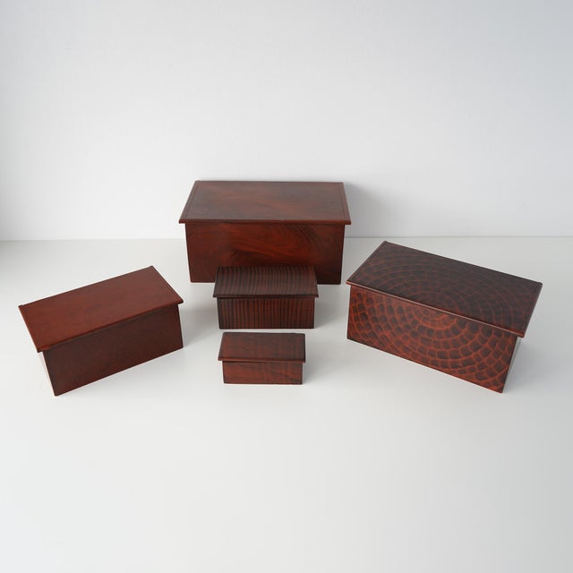 McGuire Vintage Vermont Stacking Stash Box Collection- Set of 5 For Sale - Image 4 of 15