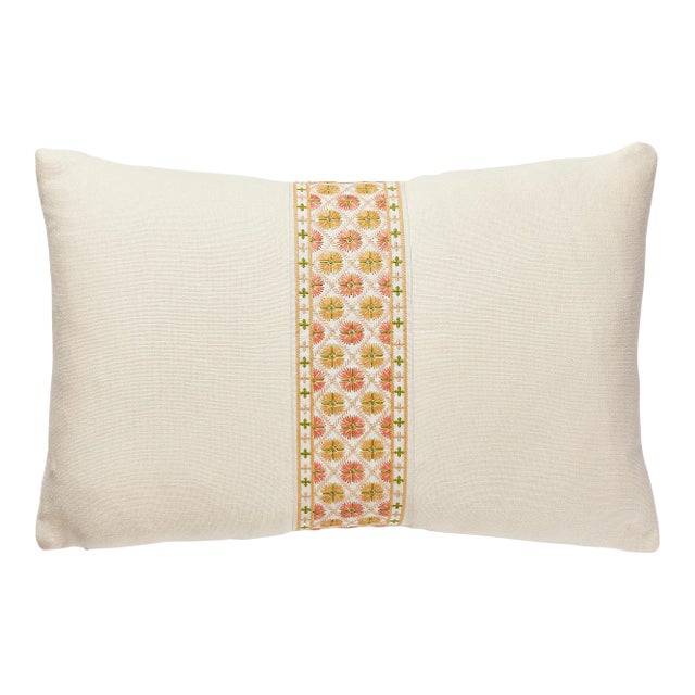 The House of Scalamandré Toscana/Hansel Lumbar Pillow, Rich Cream/Citrus Twist For Sale