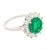 2010s 3.02 Carat Vivid Green Round Cut Colombian Emerald & Diamond Halo Platinum Ring, Size 8.25 For Sale - Image 5 of 7