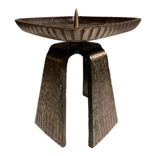 Brutalist Cast Iron Candleholder | Japan 1970s For Sale