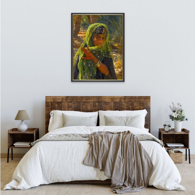 Green Atelier Aria Lumae Etienne Dinet 1901 Orientalist North African Bedouin Girl Fine Art Gallery Board Print 30 X 40 For Sale - Image 8 of 17