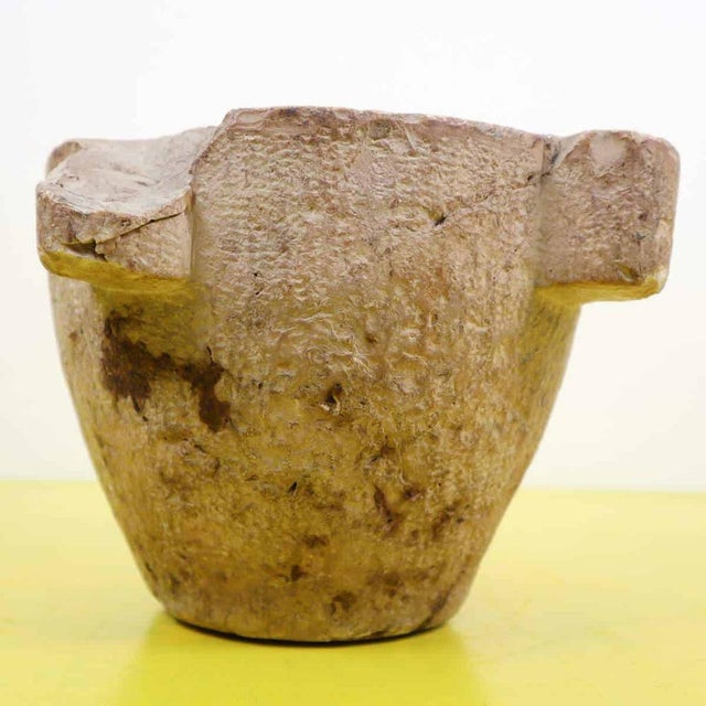 Stone Ancient Terracotta Color Marble Mortar For Sale - Image 7 of 10