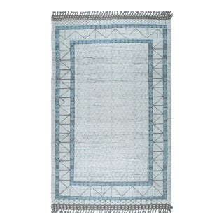 6x9 Cream Soft Wool Pile Hand-Knotted Contemporary Modern Berber Carpet Rug For Sale