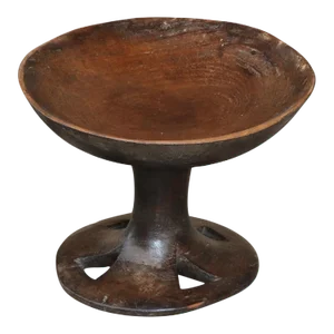 Vintage Transitional Wooden Round Decorative Bowl