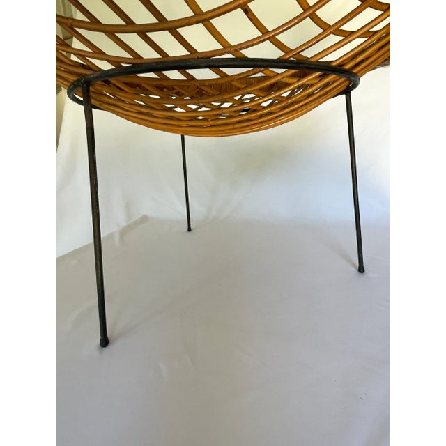 Gold 1950's Circular Rattan and Iron Catch All Table For Sale - Image 8 of 11