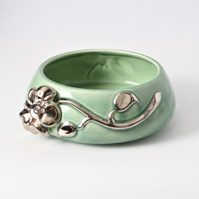 Green and Silver Bowl by Clarice Cliff for Newport, 1930s For Sale - Image 10 of 10