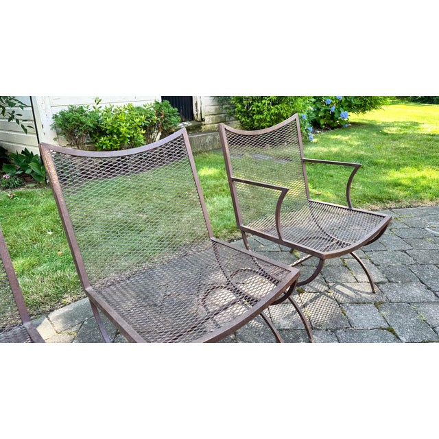 Mid-Century Bob Anderson Wrought Iron Mesh Patio Chairs - 5 Pieces, Attributed For Sale - Image 16 of 16