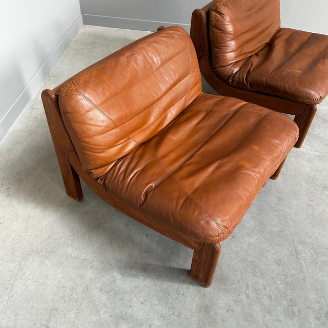 Mid-Century Modern Leather Lounge Chairs, 1970s, Set of 2 For Sale - Image 10 of 13