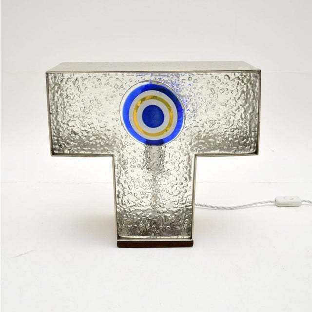 Mid-Century Modern Vintage Italian Glass and Steel Table Lamp, 1960 For Sale - Image 3 of 9
