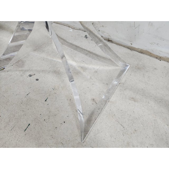 Transparent MCM Lucite Dining Center Side Table Base Hollywood Regency by Lion in Frost For Sale - Image 8 of 12