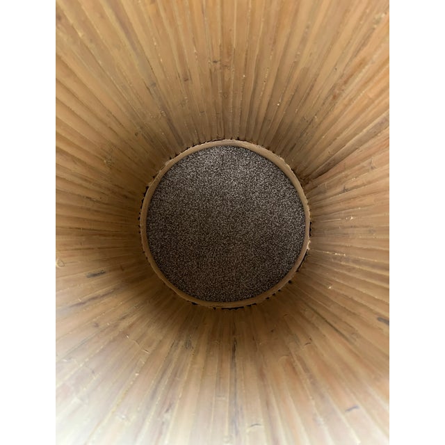 1970s Vintage Coastal Bamboo Reed Coffee Table Modern Scroll Shaped For Sale - Image 5 of 11