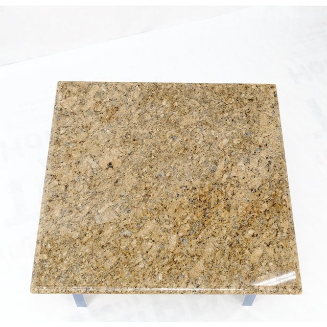 Metal Mid Century Square Granite Top Chrome Base Occasional Coffee Side End Table For Sale - Image 7 of 12