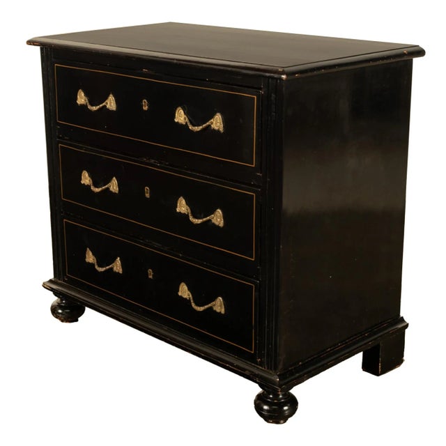 Antique Early 19th C Regency Ebonized Japanned Lacquered Pine Chest Drawers 1820 For Sale - Image 9 of 12