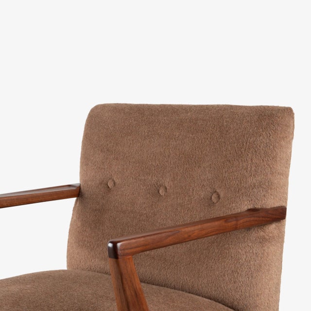 Wood Jens Risom Model 108 Accent Chair in Cinnamon Brown Alpaca With Walnut Frame For Sale - Image 7 of 10