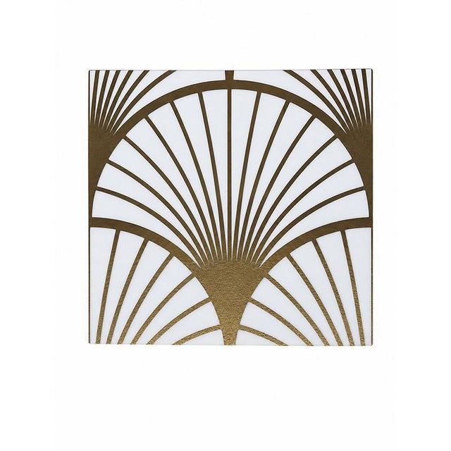 White Glass and Brass Panel, 1980s For Sale - Image 4 of 5