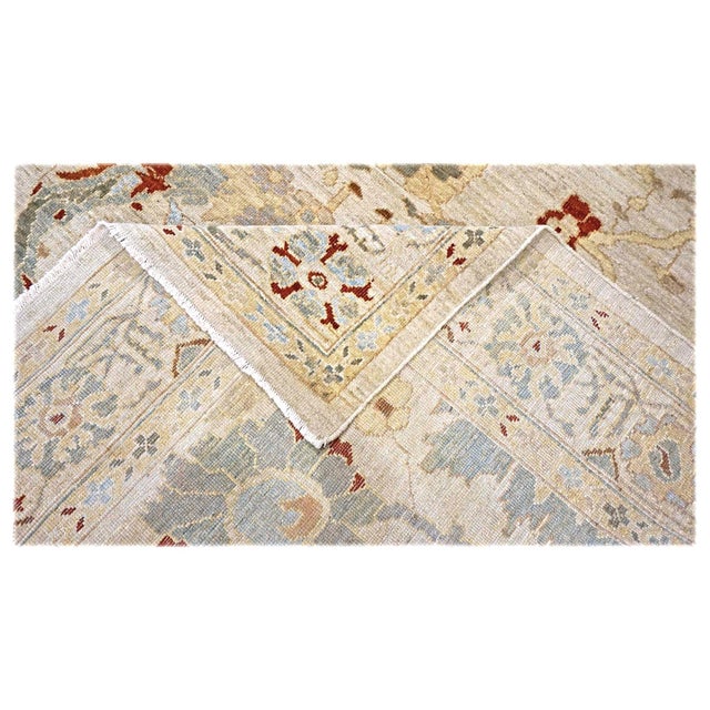 Persia Sultanabad Wool 8x10 Ivory, Tan, Green & Red Handmade Area Rug #1143039 For Sale In Houston - Image 6 of 7