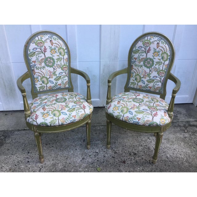 Vintage Gustavian Painted Green Chairs - W/ New Upholstery For Sale - Image 11 of 11