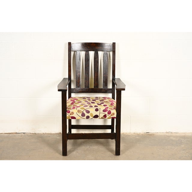 Mission Limbert Antique Mission Oak Arts & Crafts Armchair, Circa 1910 For Sale - Image 3 of 15