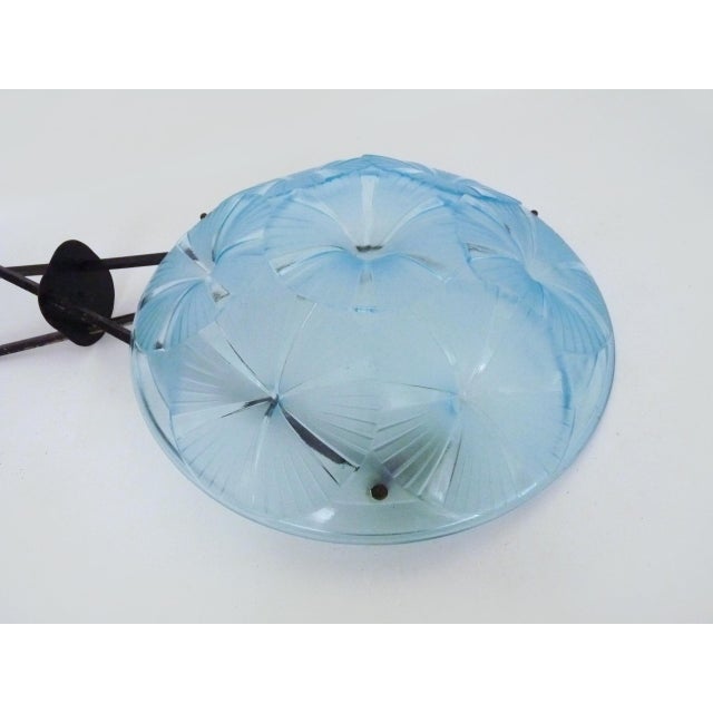 1920s Vintage Art Deco Pendant Light in Blue Glass Paste from Verrerie Dart Degué, 1920s For Sale - Image 5 of 10