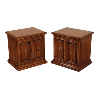 Henredon Mediterranean Style Vintage Two Door Cabinet Nightstands - A Pair For Sale